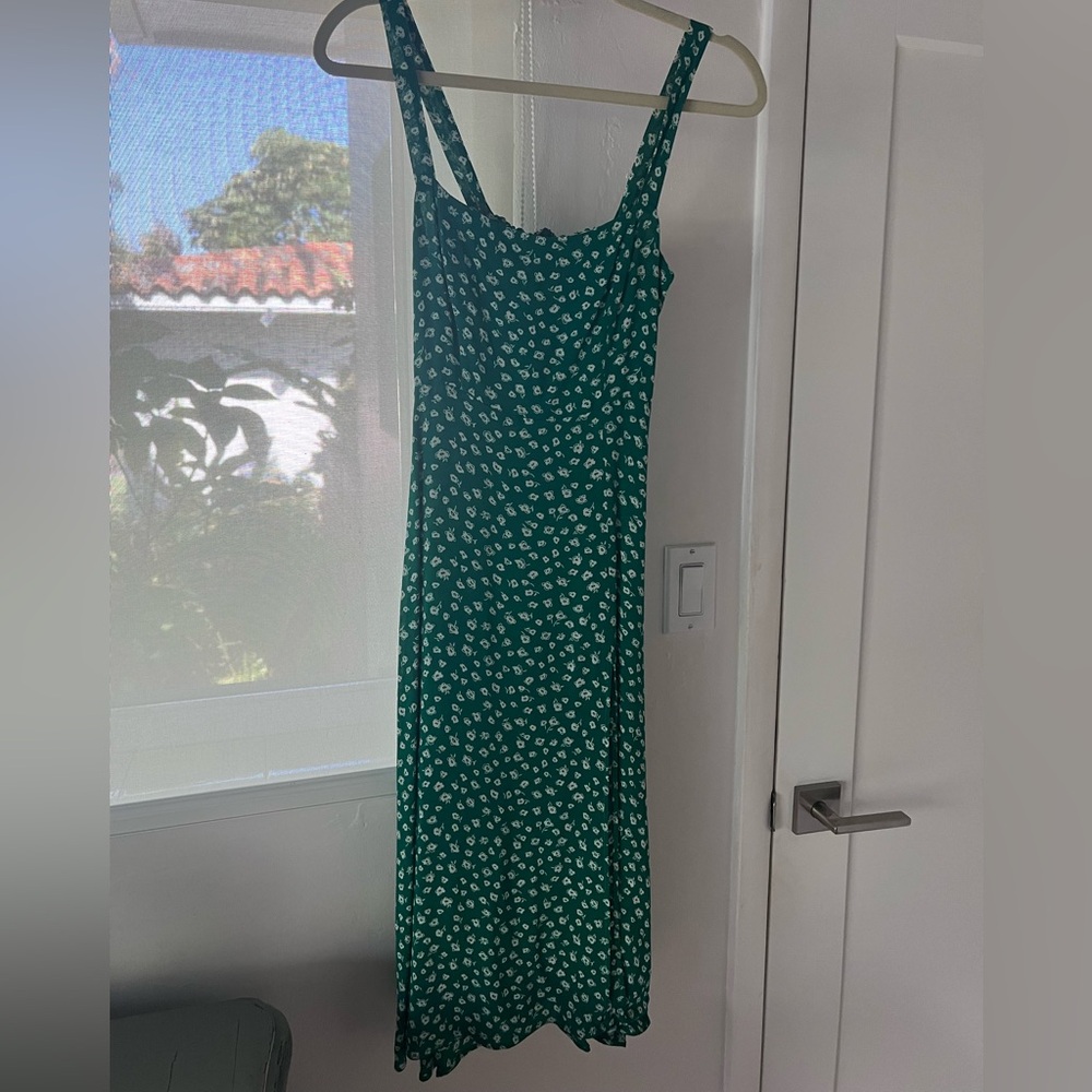 Reformation Green Sleeveless Sundress Midi